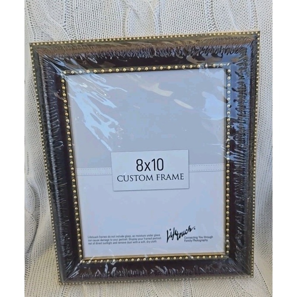 Lifetouch 8x10 Custom Picture Frame Dark Wood Gold Beaded Trim New Sealed